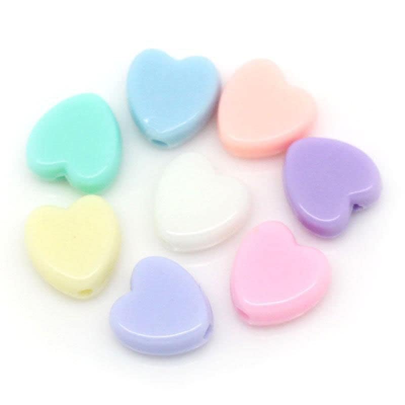 Craft Making Shop 600 Pastel Acrylic Heart Beads Assorted Pastel Colors 8mm or 3/8 Inch Diameter with 1.5mm Hole - Image 3